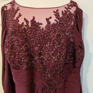 Women's  wedding dress, burgundy, size 24W.  Paid $190. Asking $165.